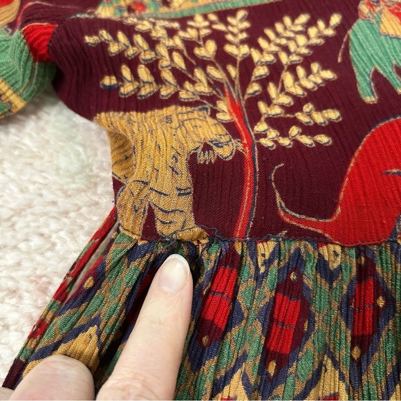 Vintage Bohemian Multicolor Maxi Dress Safari Print Size Medium Petite - Picture 11 of 13